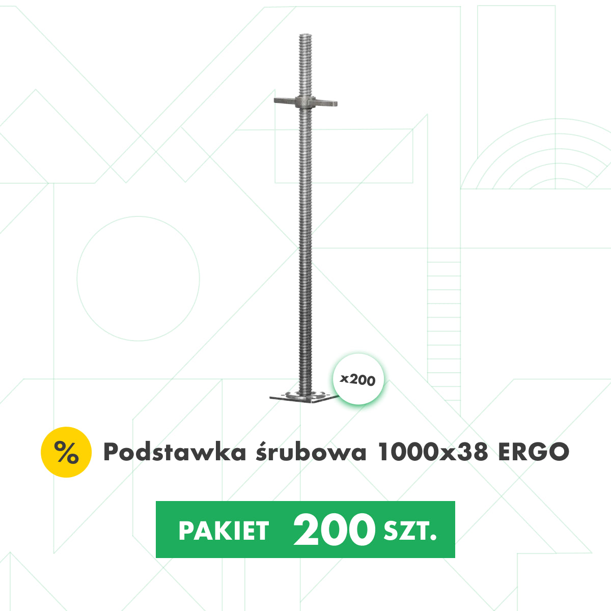 Podstawka śrubowa 1000×38 ERGO [Pakiet 200 sztuk]