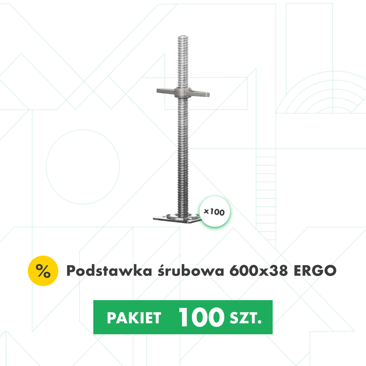 Podstawka śrubowa 600×38 ERGO [Pakiet 100 sztuk]