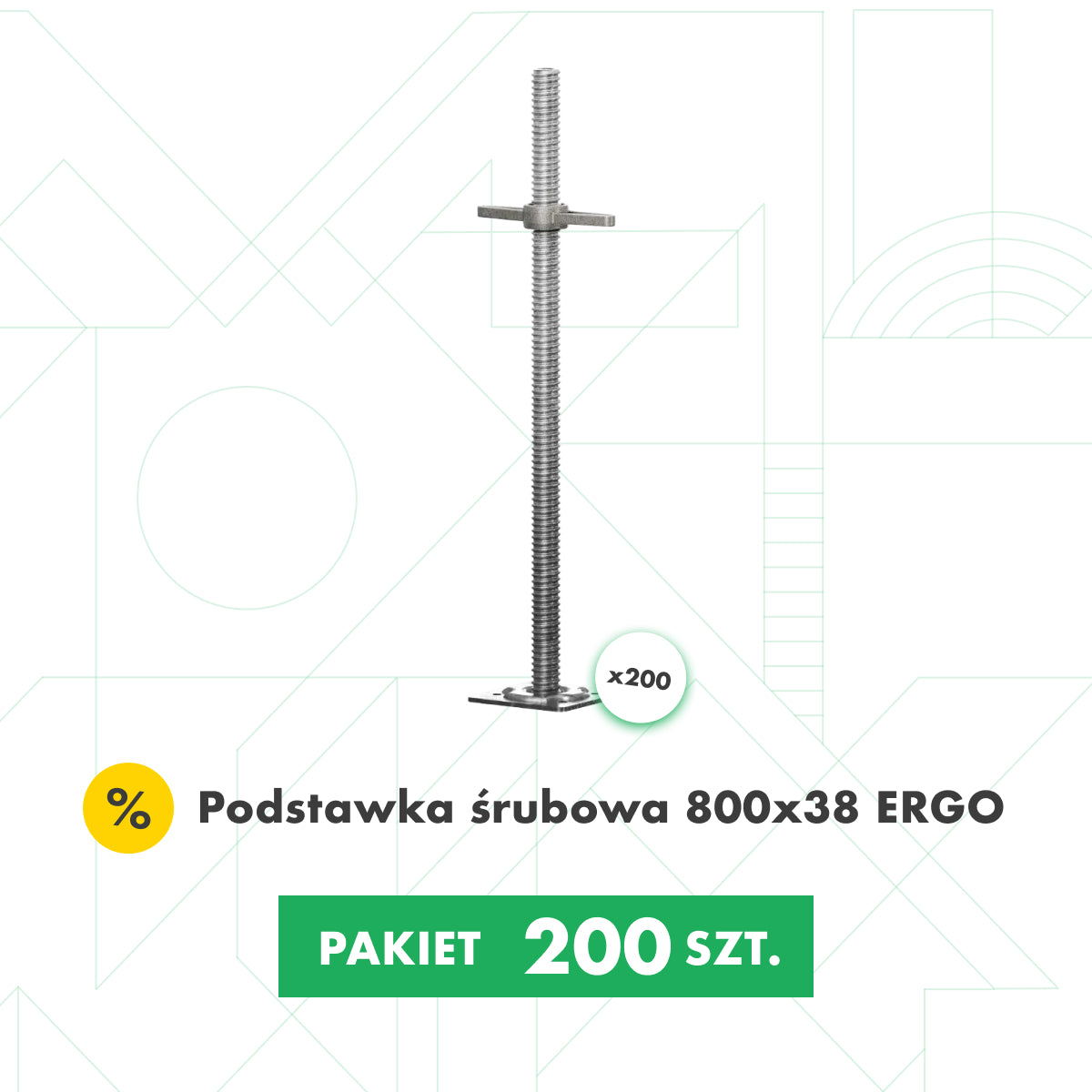 Podstawka śrubowa 800×38 ERGO [Pakiet 200 sztuk]